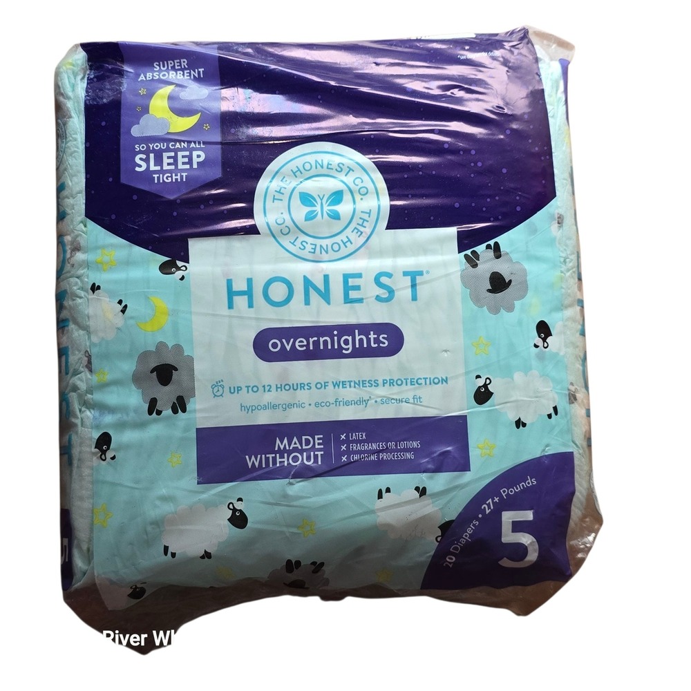 The Honest Company Overnights Size 5‎ Diapers 27+ Pounds 20 Count Sleepy Sheep